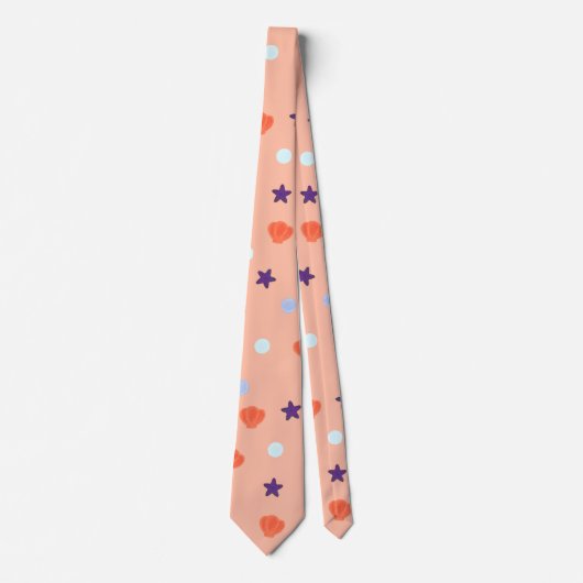 Halloween Seashells Sea Stars Pearls in Lachs Krawatte (Vorderseite)