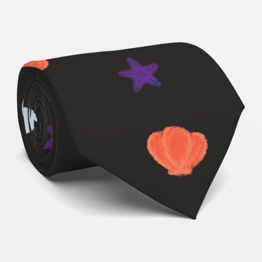 Halloween Seashells Sea Stars Perlen in Schwarz Krawatte (Gerollt)