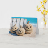 Halloween Seashore Sand Jack o' Lanterns Karte (Gelbe Blume)