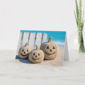 Halloween Seashore Sand Jack o' Lanterns Karte (Vorderseite)