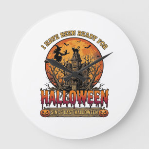 Halloween seit letztem beflogenen Hexenhaus Große Wanduhr