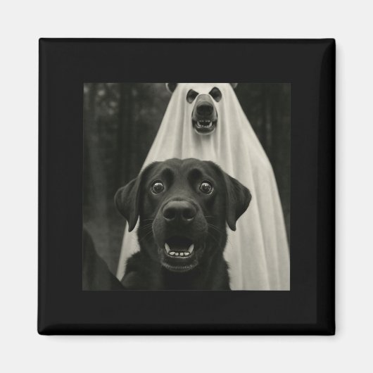 Halloween-Selfie-Schwarzer-Labrador-mit-Bären-Geis Magnet (Vorne)