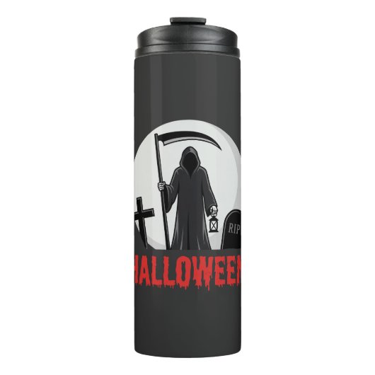 Halloween Sensenmann Friedhofsdesign Thermosbecher (Vorderseite)