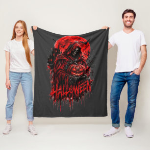 Halloween Sensenmann-Kürbis-Gothic-Horror-Design Fleecedecke