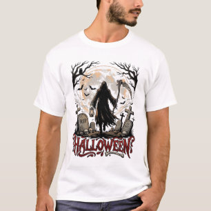 Halloween Sensenmann Laterne Vollmond Grabsteine T-Shirt