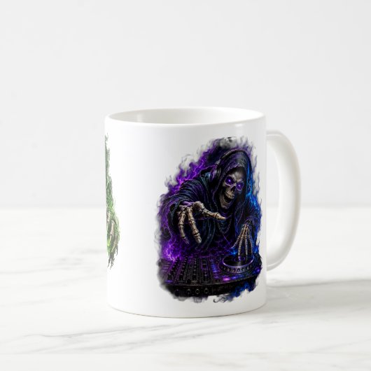 Halloween Sensenmann Lila Gruseliger Kaffeebecher Kaffeetasse (VorderseiteRechts)