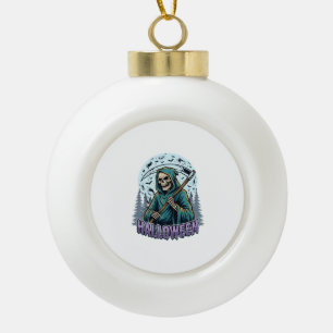 Halloween Sensenmann Mondlicht Vektor Keramik Kugel-Ornament