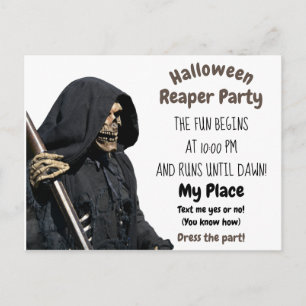 Halloween Sensenmann Party Postkarte