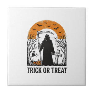 Halloween Sensenmann Streich oder Saß Süßigkeiten  Fliese