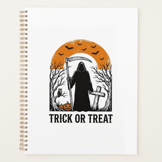 Halloween Sensenmann Streich oder Saß Süßigkeiten Planer (Vorderseite)