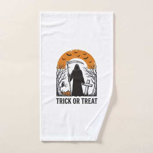 Halloween-Sensenmann-Süßes-oder-Saures-Vintage-Gru Handtuch (Handtuch)