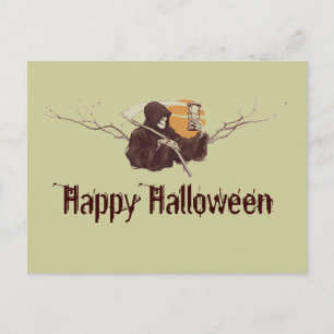 Halloween Sensenmann Tod Skelett Vollmond Postkarte