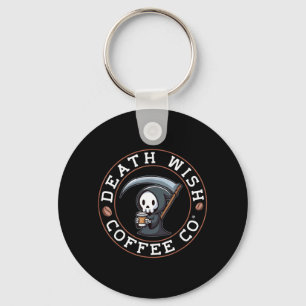 Halloween Sensenmann trinkt Kaffee Death Wish Schlüsselanhänger