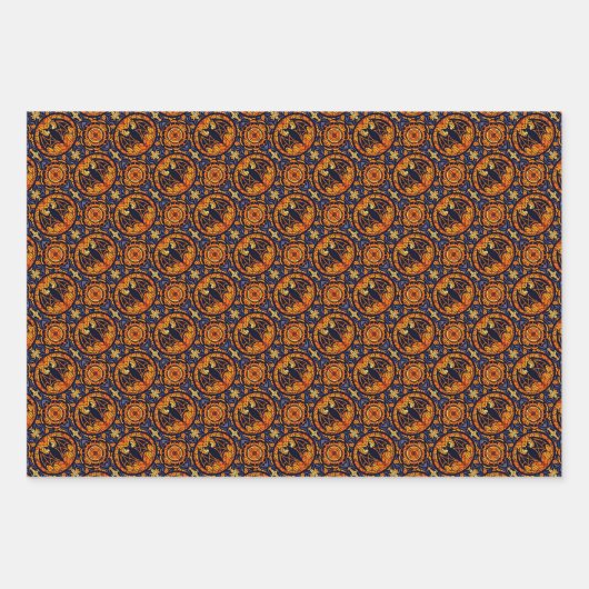 Halloween Set 2: Bat & Zwei Karierte Muster Geschenkpapier Set (Vorderseite)