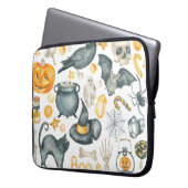Halloween-Set: Fledermaus, schwarze Katze, Spinne, Laptopschutzhülle (Vorderseite Links)
