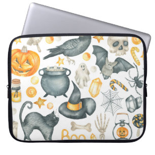 Halloween-Set: Fledermaus, schwarze Katze, Spinne, Laptopschutzhülle