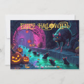 Halloween Sewer Soirée Splash Card Einladung (Vorderseite)