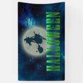 Halloween Sexy Hexe Broom Moon Moderne Typografie Banner (Vertikal)