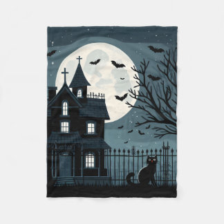 Halloween Shadow Cat Blanket Fleecedecke
