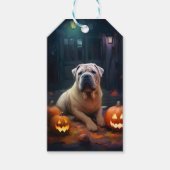 Halloween Shar Pei mit Pumpkins Beängstigend Geschenkanhänger (Vorderseite)