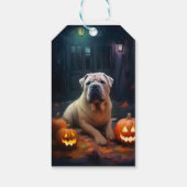 Halloween Shar Pei mit Pumpkins Beängstigend Geschenkanhänger (Rückseite)