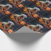 Halloween Shar Pei mit Pumpkins Beängstigend Geschenkpapier (Ecke)