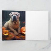Halloween Shar Pei mit Pumpkins Beängstigend Karte (Innenseite)