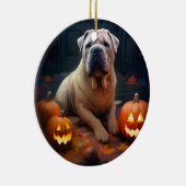 Halloween Shar Pei mit Pumpkins Beängstigend Keramik Ornament (Rechts)