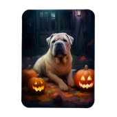 Halloween Shar Pei mit Pumpkins Beängstigend Magnet (Vertikal)