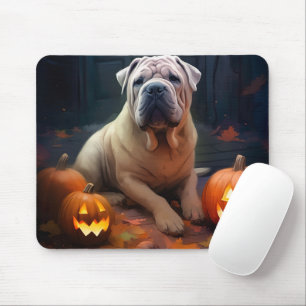 Halloween Shar Pei mit Pumpkins Beängstigend Mousepad