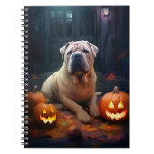 Halloween Shar Pei mit Pumpkins Beängstigend Notizblock (Vorderseite)