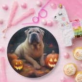 Halloween Shar Pei mit Pumpkins Beängstigend Pappteller (Party)