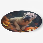 Halloween Shar Pei mit Pumpkins Beängstigend Pappteller (Schrägansicht)