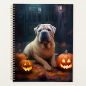 Halloween Shar Pei mit Pumpkins Beängstigend Planer (Vorderseite)