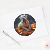 Halloween Shar Pei mit Pumpkins Beängstigend Runder Aufkleber (Umschlag)