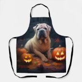 Halloween Shar Pei mit Pumpkins Beängstigend Schürze (Vorderseite)