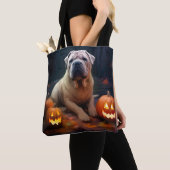 Halloween Shar Pei mit Pumpkins Beängstigend Tasche (Von Nahem)