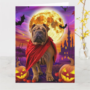 Halloween Shar Pei Vampire Pumpkins Beängstigend Karte