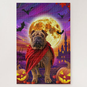Halloween Shar Pei Vampire Pumpkins Beängstigend Puzzle