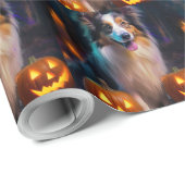Halloween Shetland Sheepdog mit Pumpkins Beängstig Geschenkpapier (Rolleneckpunkt)