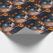Halloween Shetland Sheepdog mit Pumpkins Beängstig Geschenkpapier (Ecke)