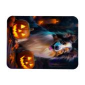 Halloween Shetland Sheepdog mit Pumpkins Beängstig Magnet (Horizontal)
