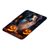Halloween Shetland Sheepdog mit Pumpkins Beängstig Magnet (Linke Seite)