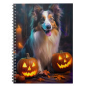 Halloween Shetland Sheepdog mit Pumpkins Beängstig Notizblock (Vorderseite)