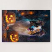 Halloween Shetland Sheepdog mit Pumpkins Beängstig Puzzle (Horizontal)