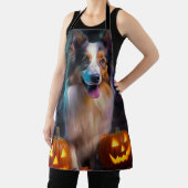 Halloween Shetland Sheepdog mit Pumpkins Beängstig Schürze (InSitu)