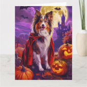 Halloween Shetland Sheepdog Vampire Pumpkins Beäng Karte (Vorderseite)