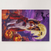Halloween Shetland Sheepdog Vampire Pumpkins Beäng Puzzle (Horizontal)