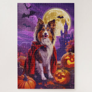 Halloween Shetland Sheepdog Vampire Pumpkins Beäng Puzzle