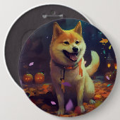 Halloween Shiba Inu mit Pumpkins Beängstigend Button (Vorne & Hinten)